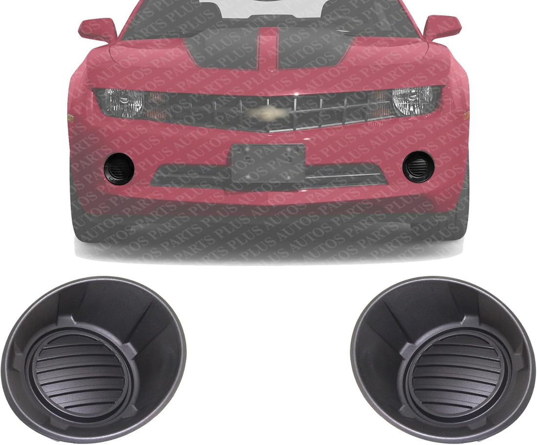 Set Of 2 Front Fog Light Cover Primed Plastic Left Driver & Right Passenger Side Direct Replacement Compatible With 2010-2013 Chevrolet Camaro GM1039119 GM1038119 92218022 92218021