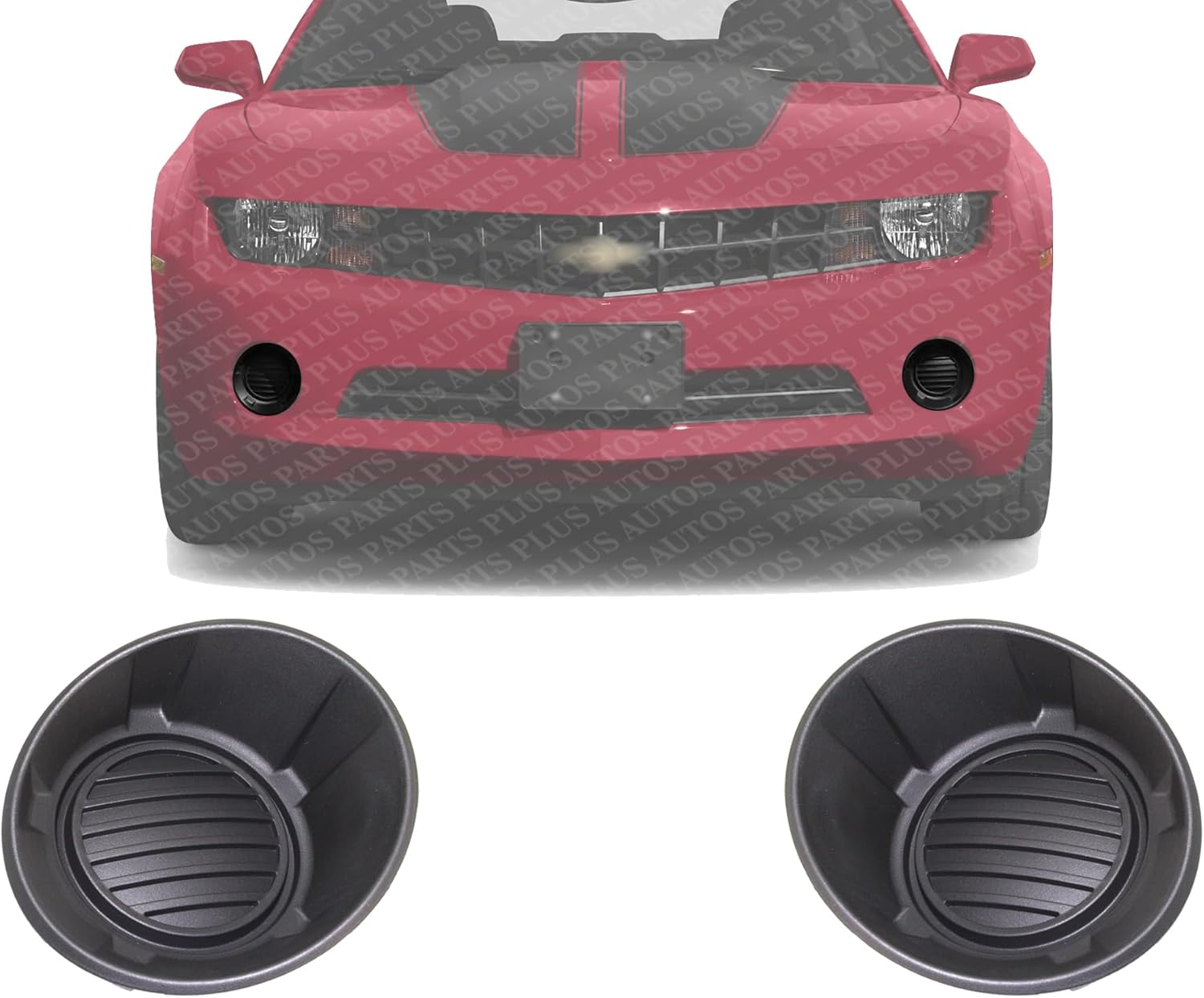 Set Of 2 Front Fog Light Cover Primed Plastic Left Driver & Right Passenger Side Direct Replacement Compatible With 2010-2013 Chevrolet Camaro GM1039119 GM1038119 92218022 92218021