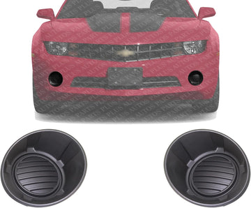 Set Of 2 Front Fog Light Cover Primed Plastic Left Driver & Right Passenger Side Direct Replacement Compatible With 2010-2013 Chevrolet Camaro GM1039119 GM1038119 92218022 92218021
