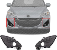 Set Of 2 Front Fog Lamp Molding Textured Plastic Right Passenger & Left Driver Side Direct Replacement Compatible With 2012-2017 Mazda 5 MA1039129 MA1038129 C51350C11 C51350C21