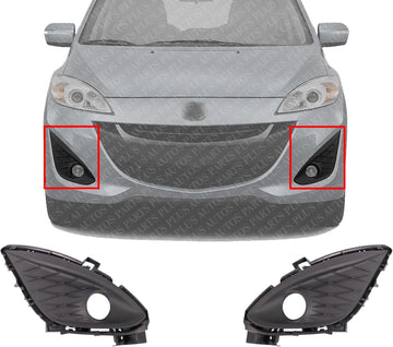 Set Of 2 Front Fog Lamp Molding Textured Plastic Right Passenger & Left Driver Side Direct Replacement Compatible With 2012-2017 Mazda 5 MA1039129 MA1038129 C51350C11 C51350C21