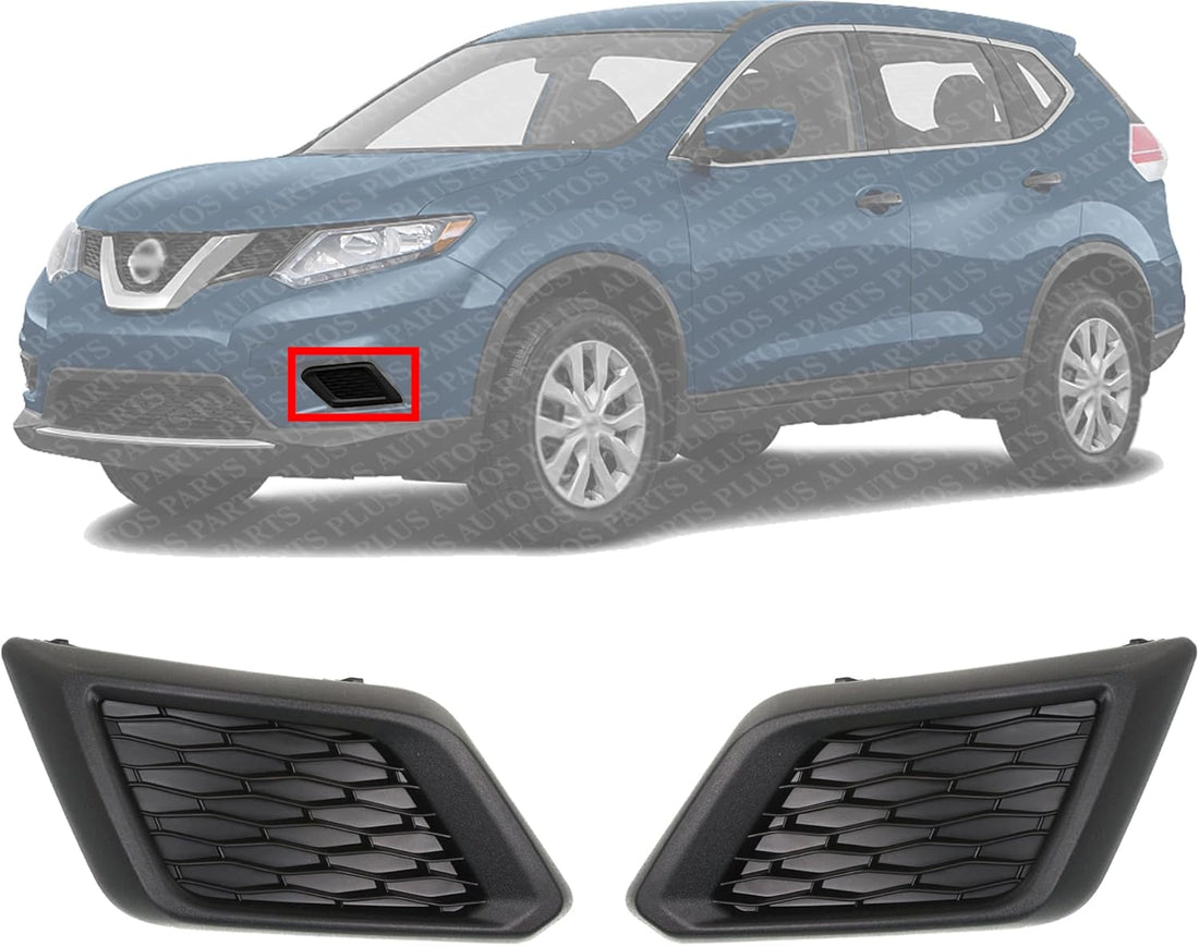 Set Of 2 Front Fog Light Cover Textured Left Driver & Right Passenger Side Direct Replacement Compatible With 2014-2016 Nissan Rogue NI1038131 NI1039131 622564BA0A 622574BA0A