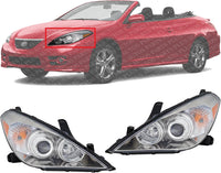 Set Of 2 Front Head Light Assembly Plastic Left Driver & Right Passenger Side Direct Replacement Compatible With 2007-2008 Toyota Solara TO2502186 TO2503186 8115006422 8111006422