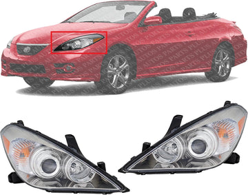 Set Of 2 Front Head Light Assembly Plastic Left Driver & Right Passenger Side Direct Replacement Compatible With 2007-2008 Toyota Solara TO2502186 TO2503186 8115006422 8111006422