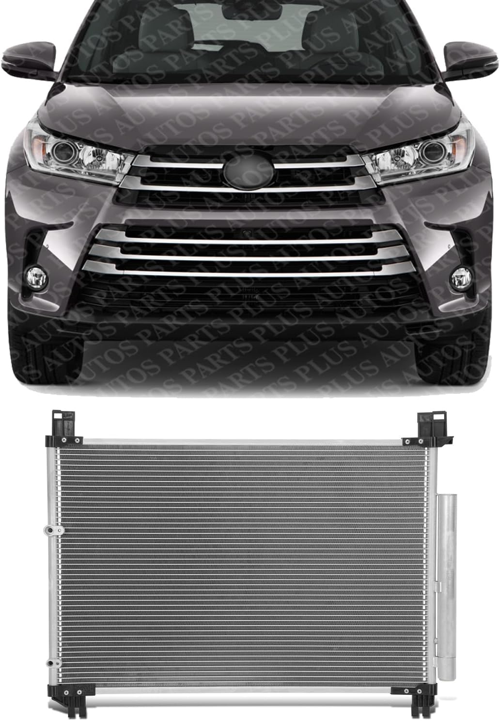 Front A/C Condenser Aluminum Core Direct Replacement Compatible With 2014-2019 Toyota Highlander TO3030327 884600E070