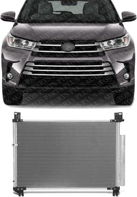 Front A/C Condenser Aluminum Core Direct Replacement Compatible With 2014-2019 Toyota Highlander TO3030327 884600E070