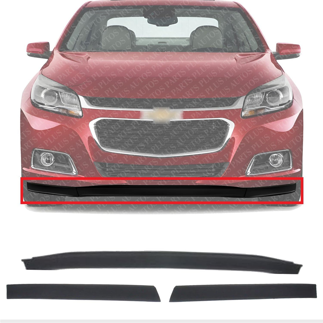 Set Of 3 Piece Front Bumper Lower Valance Air Deflector Textured Direct Replacement Compatible With 2013-2015 Chevrolet Malibu / 2016 Limited GM1092236 22842404