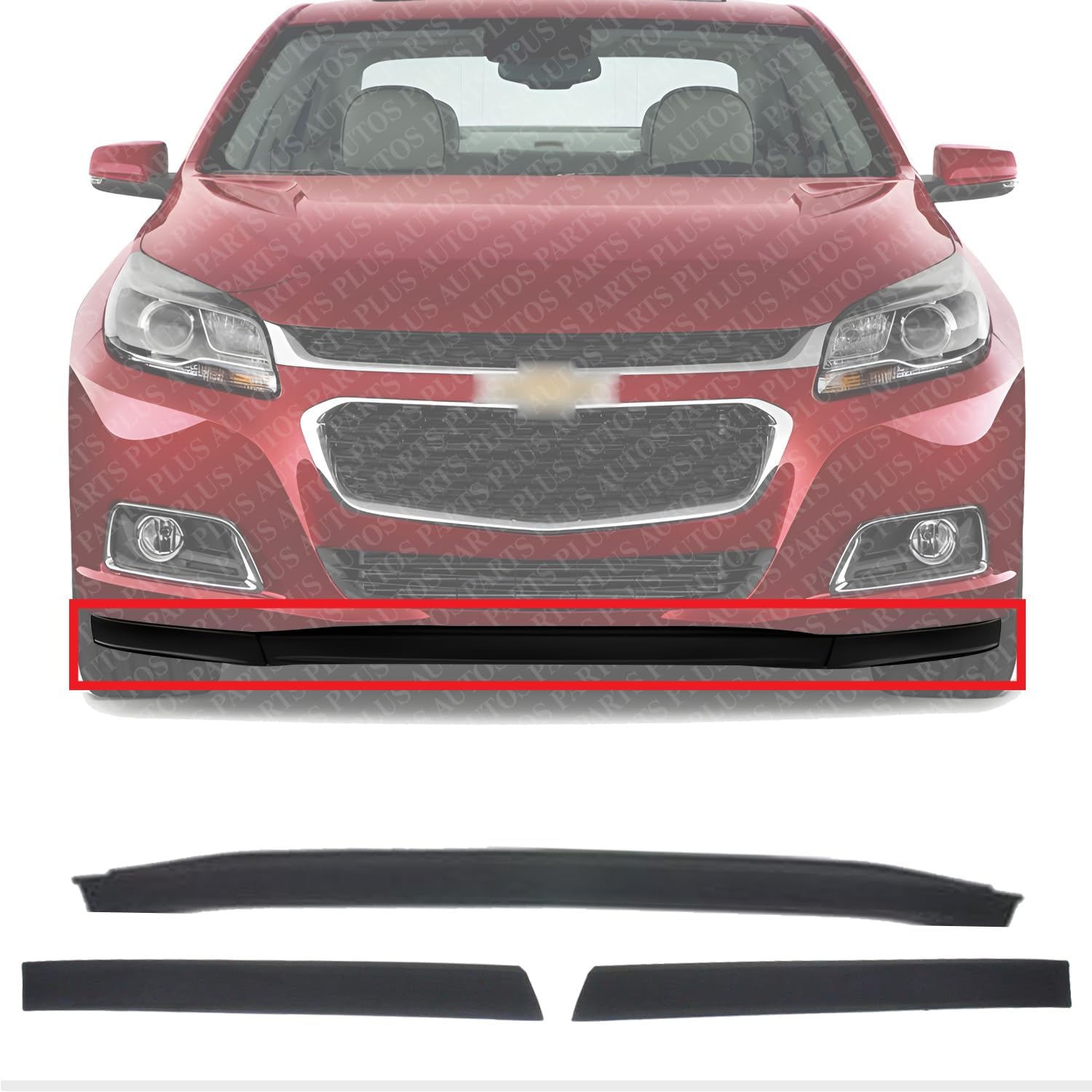 Set Of 3 Piece Front Bumper Lower Valance Air Deflector Textured Direct Replacement Compatible With 2013-2015 Chevrolet Malibu / 2016 Limited GM1092236 22842404