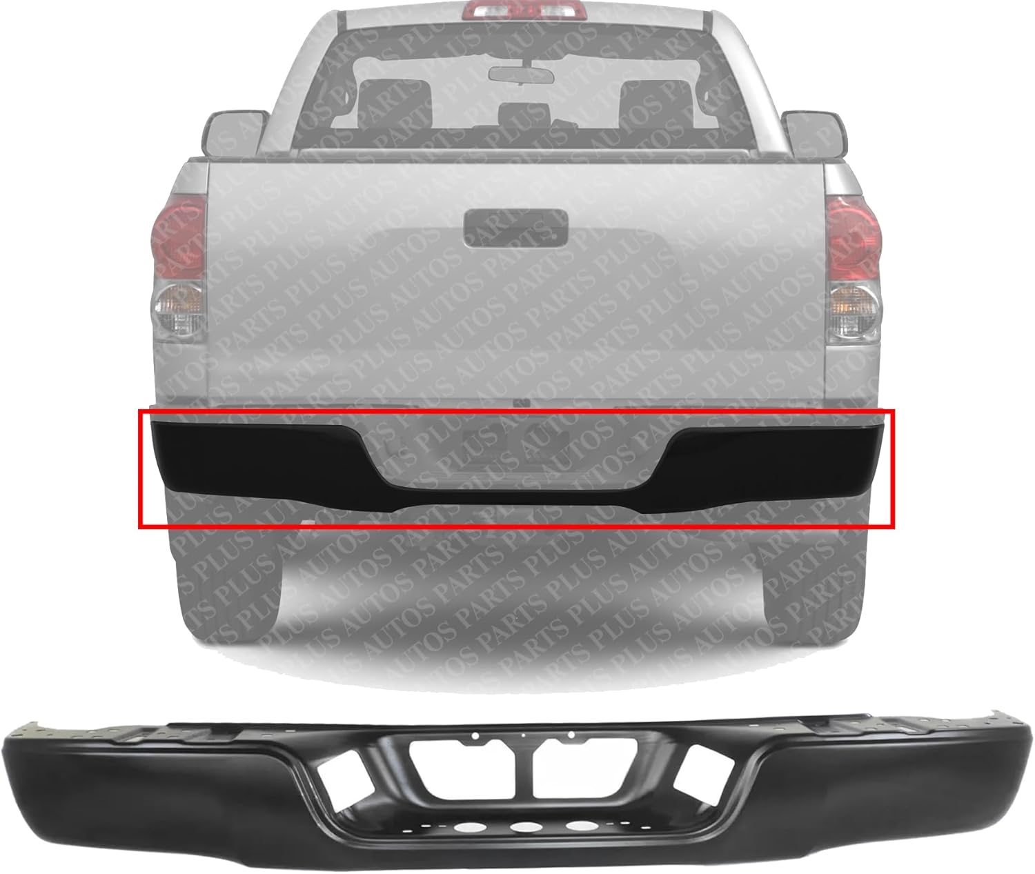 AUTOS PARTS PLUS Rear Bumper Face Bar Only Primed Steel Without Mounting Bracket Direct Replacement Compatible With 2007-2013 Toyota Tundra TO1102248 521510C081