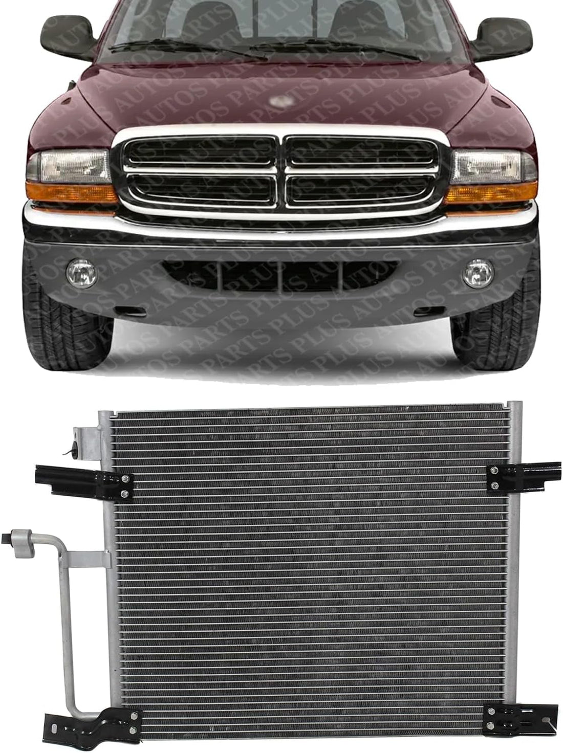 Front A/C Condenser Aluminum Core Direct Replacement Compatible With 2000-2004 Dodge Dakota CH3030187 55055866AG