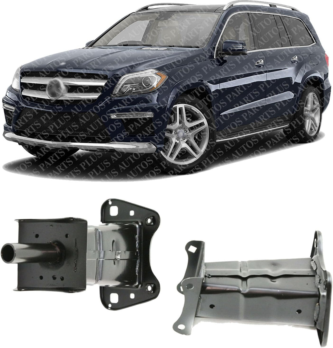 Set Of 2 Front Bumper Brackets Steel Left Driver & Right Passenger Side Direct Replacement Compatible With 2006-2011 Mercedes Benz Ml / 2007-2012 Gl-Class MB1066105 MB1067105