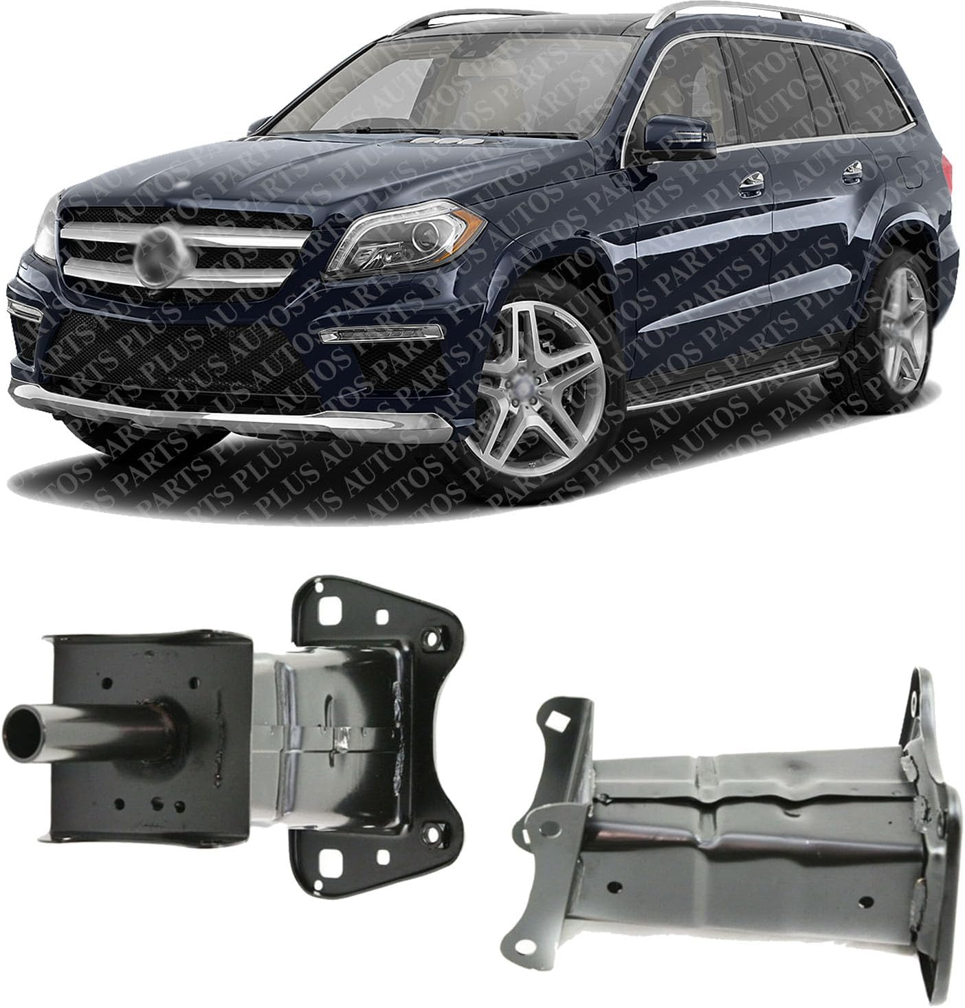 Set Of 2 Front Bumper Brackets Steel Left Driver & Right Passenger Side Direct Replacement Compatible With 2006-2011 Mercedes Benz Ml / 2007-2012 Gl-Class MB1066105 MB1067105
