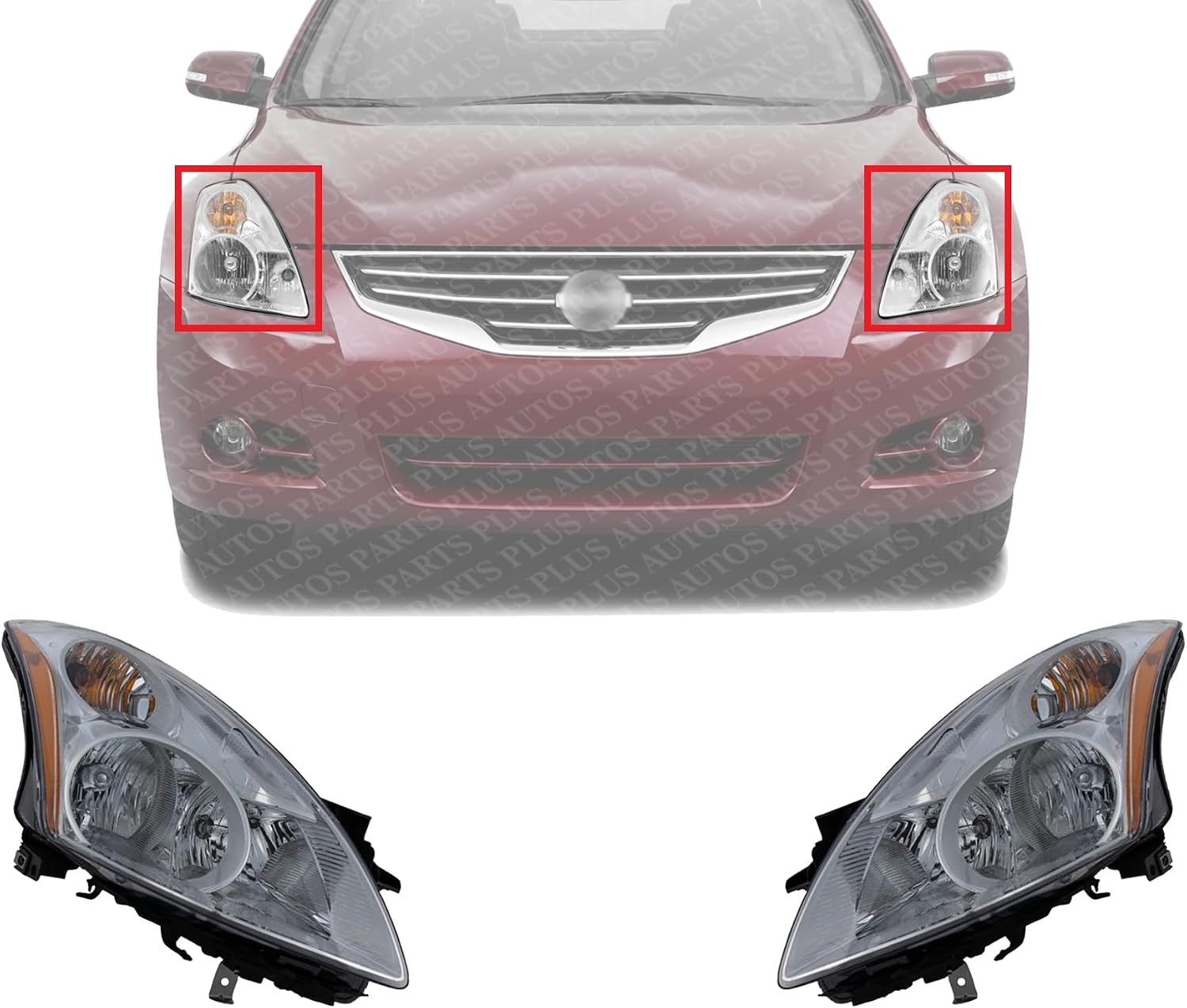Set Of 2 Front Head Light Assembly Left Driver & Right Passenger Side Direct Replacement Compatible With 2010-2012 Nissan Altima NI2503190 NI2502190 26010ZX00A 26060ZX00A