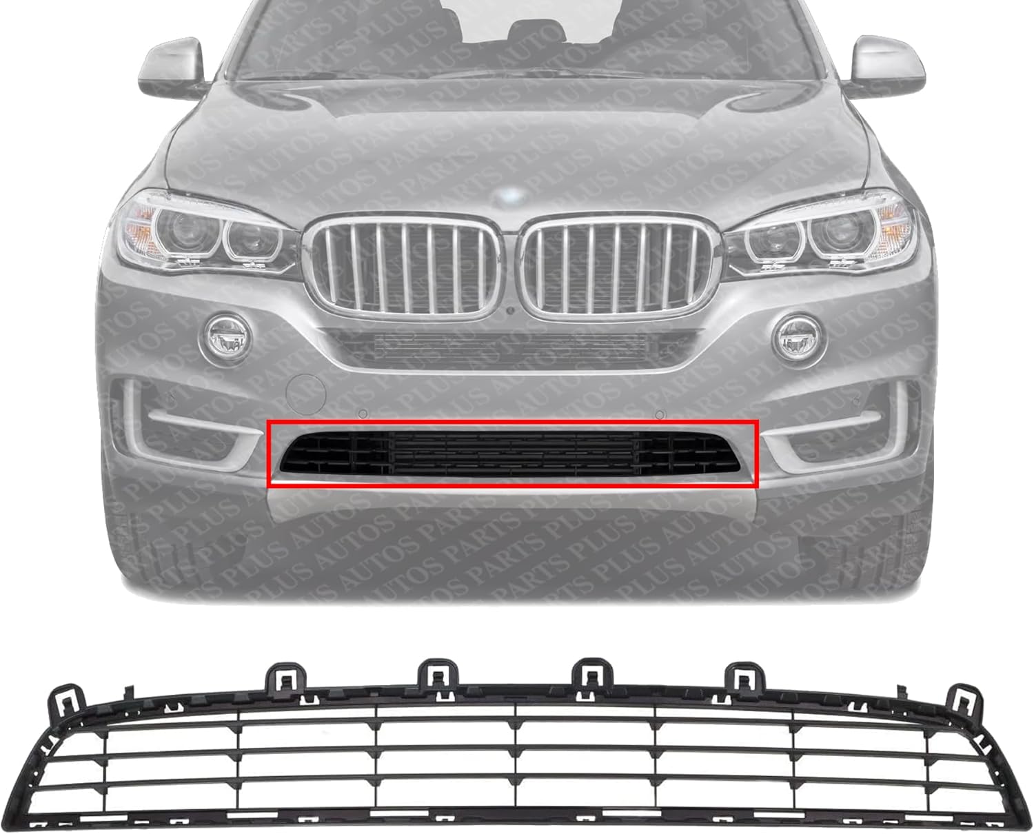 Front Bumper Center Lower Grille Textured Plastic Direct Replacement Compatible With 2014-2018 BMW X5 BM1036170 51117294475