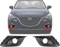 Set Of 2 Front Fog Light Molding Textured Plastic Left Driver & Right Passenger Side Direct Replacement Compatible With 2014-2016 Mazda 3 MA1039123 MA1038123 BHR150C11A BHR150C21A