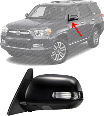 Front Power Mirror Manual Folding Heated Primed Direct Replacement Compatible With 2010-2013 Toyota 4Runner TO1320263 8794035A31-PFM