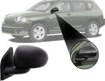 Front Power Mirror Manual Adjust Non-Heated Textured Left Driver Side Direct Replacement Compatible With 2007-2017 Jeep Compass CH1320266 5115041AK 5115041AJ