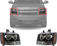 Set Of 2 Front Head Light Composite Assembly Halogen Left Driver & Right Passenger Side Direct Replacement Compatible With 2007-2014 Chevrolet Tahoe GM2502263 GM2503263 22853025