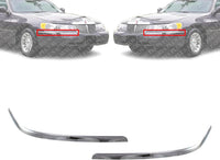 Set Of 2 Front Bumper Molding Chrome Plastic Left Driver & Right Passenger Side Direct Replacement Compatible With 1998-2002 Lincoln Town Car FO1059273 FO1058273 F8VZ17K833BA