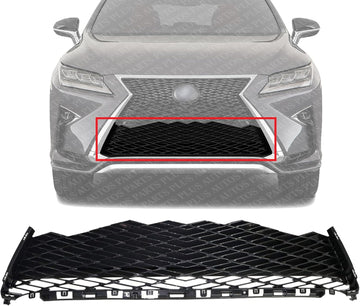 Front Bumper Lower Grille Primed Shell And Insert Plastic Direct Replacement Compatible With 2016-2019 Lexus RX350 / RX450H LX1200185 531120E160