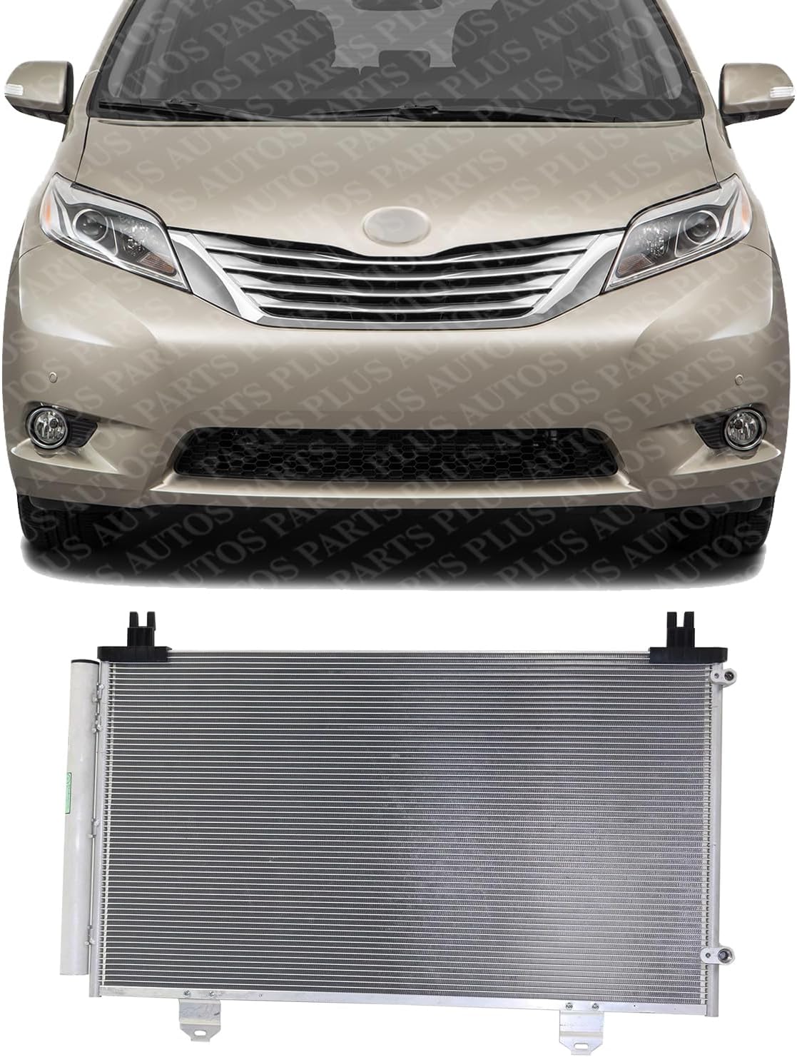 Front AC Condenser Aluminum Core Direct Replacement Compatible With 2017-2020 Toyota Sienna TO3030332 8846008030