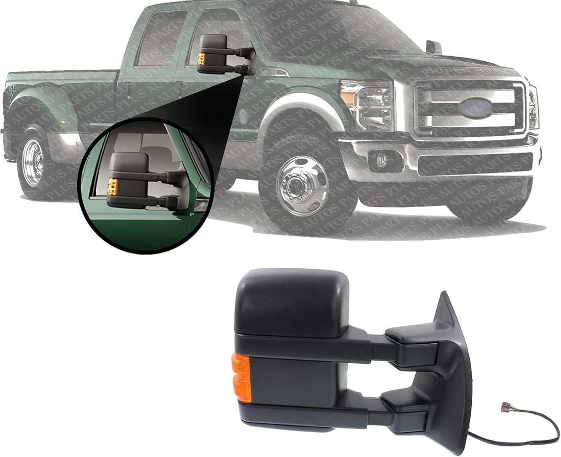 Front Power Mirror Towing Manual Folding Heated Textured Right Passenger Side Direct Replacement Compatible with 2011-2012 Ford F-Series Super Duty FO1321401 BC3Z17682BA