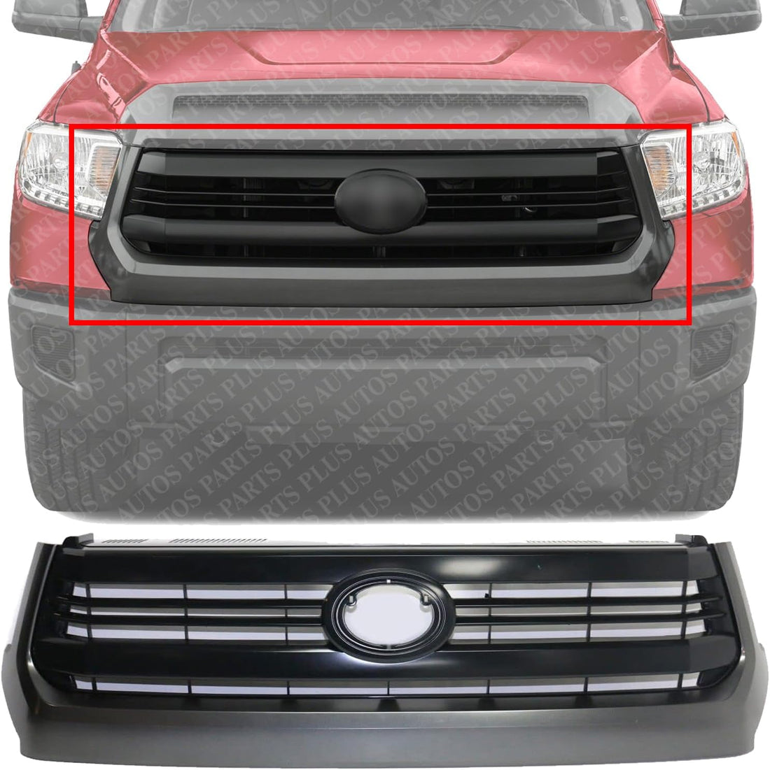 Front Grille Painted Black Shell And Insert Plastic Direct Replacement Compatible With Toyota Tundra 2014-2017 TO1200372 531000C290
