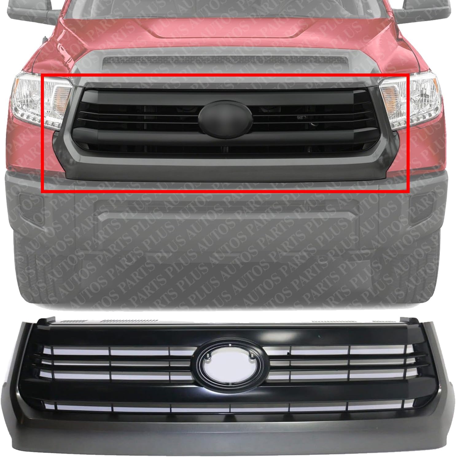 Front Grille Painted Black Shell And Insert Plastic Direct Replacement Compatible With Toyota Tundra 2014-2017 TO1200372 531000C290