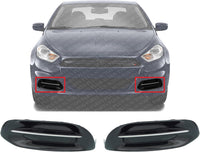 Set Of 2 Front Fog Light Cover With Chrome Trim Right Passenger & Left Driver Side Direct Replacement Compatible With 2013-2014 Dodge Dart CH1039142 CH1038142 68163980AA 68163981AA