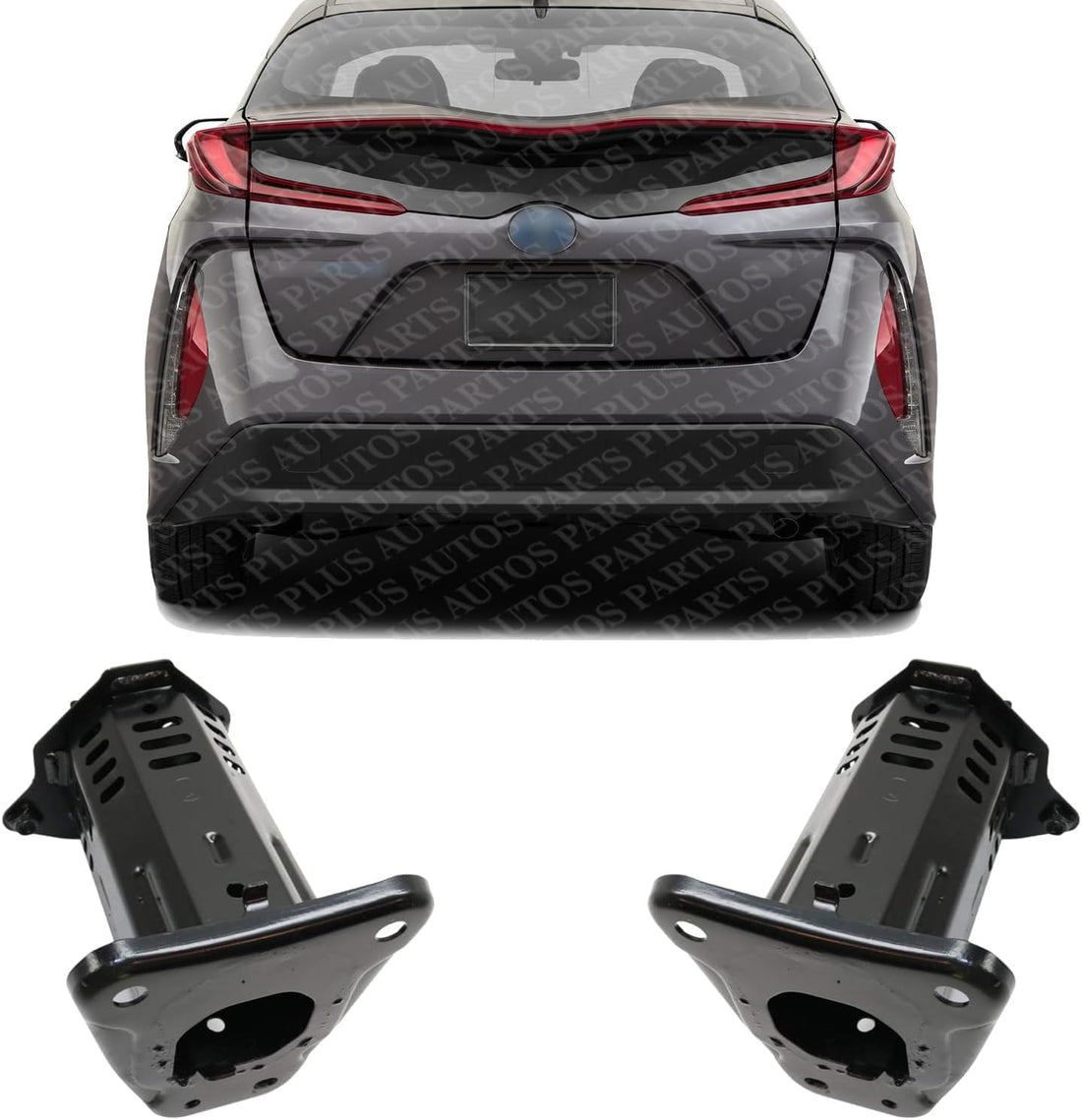 Set Of 2 Rear Bumper Reinforcement Bracket Steel Left Driver & Right Passenger Side Direct Replacement Compatible With 2016-2022 Toyota Prius TO1167129 TO1166129 5201647080 5201547100
