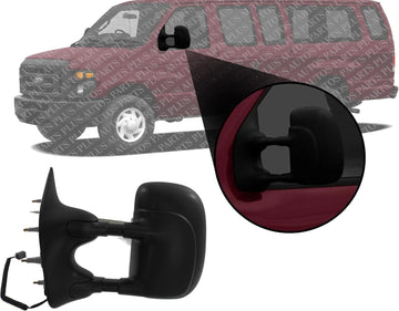 Front Power Mirror Manual Folding Non-Heated Textured Left Driver Side Direct Replacement Compatible With 2009-2014 Ford E-Series FO1320329 9C2Z17683CA