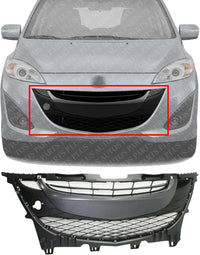 Front Grille Primed Shell And Insert Plastic Direct Replacement Compatible With 2012-2017 Mazda 5 MA1200193 C514501T0E