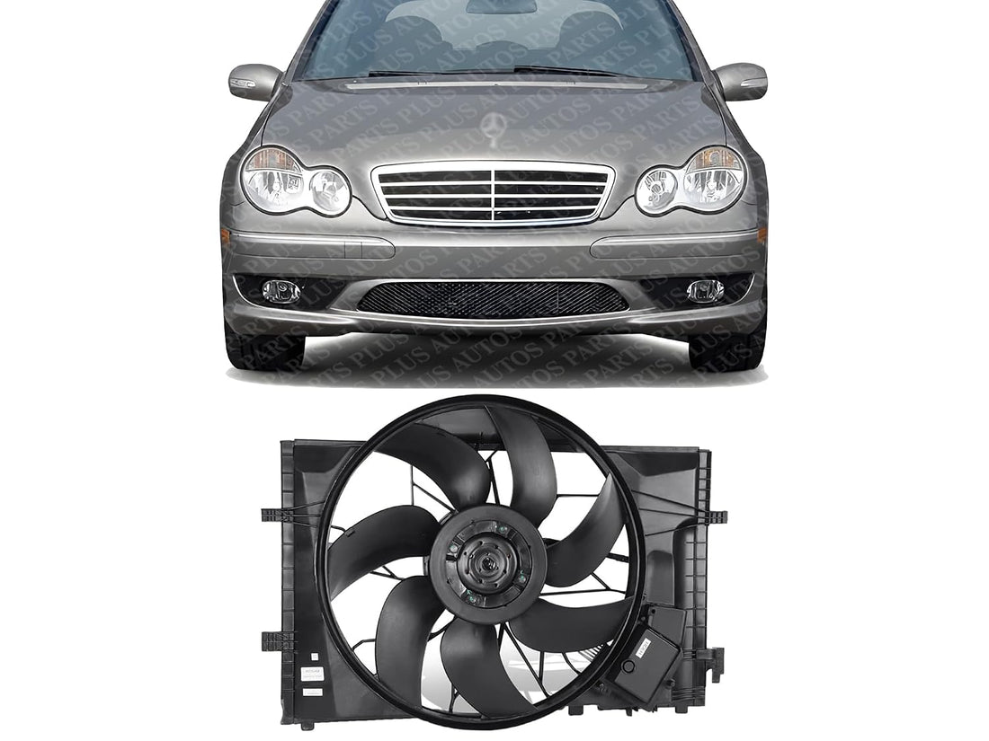 Front Radiator Cooling Fan Assembly Direct Replacement Compatible with 2003-2005 Mercedes Benz CLK320 / 2001-2007 C-Class MB3000102 203500029328