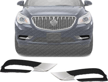 Set Of 2 Front Fog Light Molding With Chrome Trim Right Passenger & Left Driver Side Direct Replacement Compatible With 2013-2017 Buick Enclave GM1039152 GM1038152 20983394 20983395