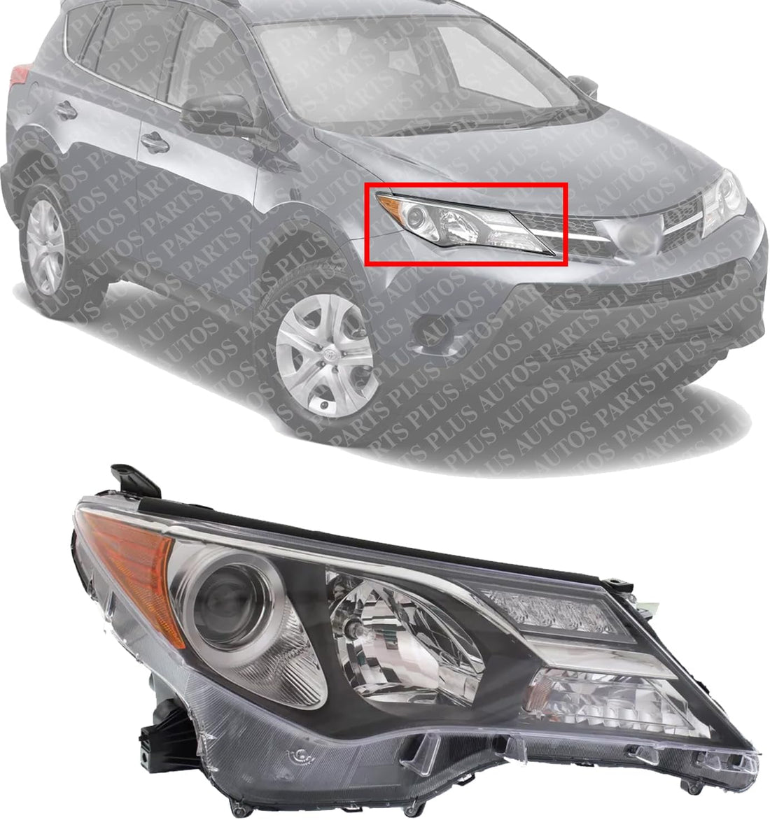 Front Head Light Assembly Right Passenger Side Direct Replacement Compatible With 2013-2015 Toyota RAV4 TO2503217 811100R042