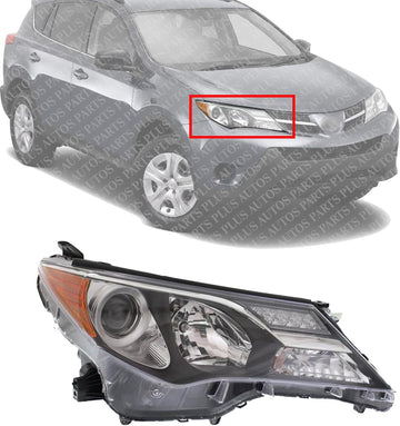 Front Head Light Assembly Right Passenger Side Direct Replacement Compatible With 2013-2015 Toyota RAV4 TO2503217 811100R042