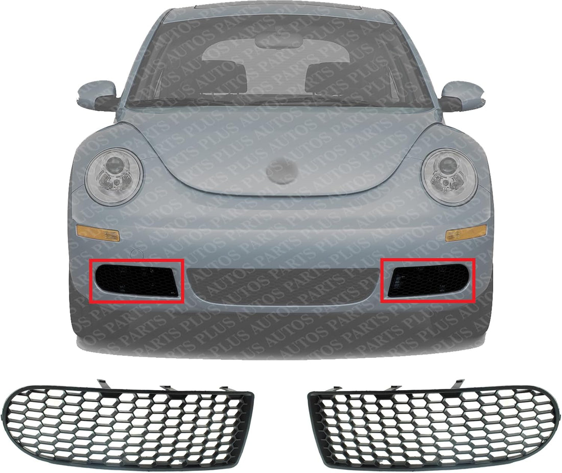 Set Of 2 Front Fog Light Cover Primed Right Passenger & Left Driver Side Direct Replacement Compatible With 2006-2010 Volkswagen Beetle VW1039150 VW1038150 1C0807683H01C 1C0807684A01C