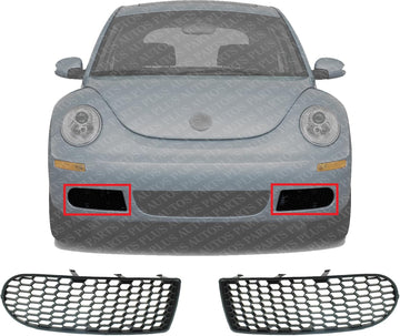 Set Of 2 Front Fog Light Cover Primed Right Passenger & Left Driver Side Direct Replacement Compatible With 2006-2010 Volkswagen Beetle VW1039150 VW1038150 1C0807683H01C 1C0807684A01C