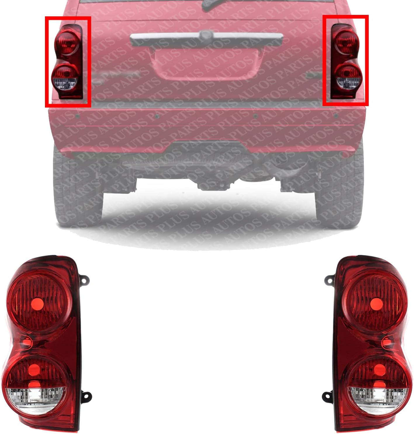 Set Of 2 Tail Light Lens And Housing Right Passenger & Left Driver Side Direct Replacement Compatible With 2004-2009 Dodge Durango CH2819101 CH2818101 5133168AI 5133169AI