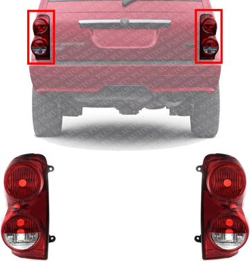 Set Of 2 Tail Light Lens And Housing Right Passenger & Left Driver Side Direct Replacement Compatible With 2004-2009 Dodge Durango CH2819101 CH2818101 5133168AI 5133169AI