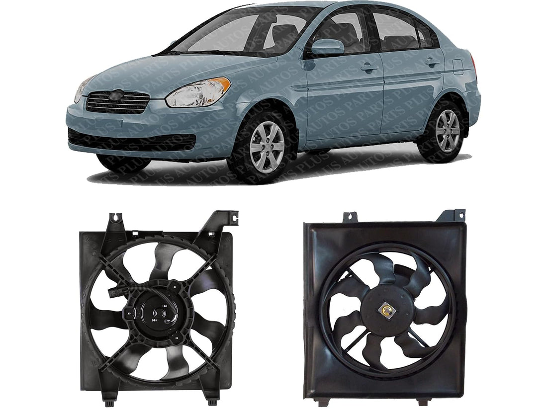 Front Radiator & A/C Condenser Cooling Fan Assembly Plastic Direct Replacement Compatible with 2006-2011 Hyundai Accent HY3115122 HY3120100 253801E100 977301E000