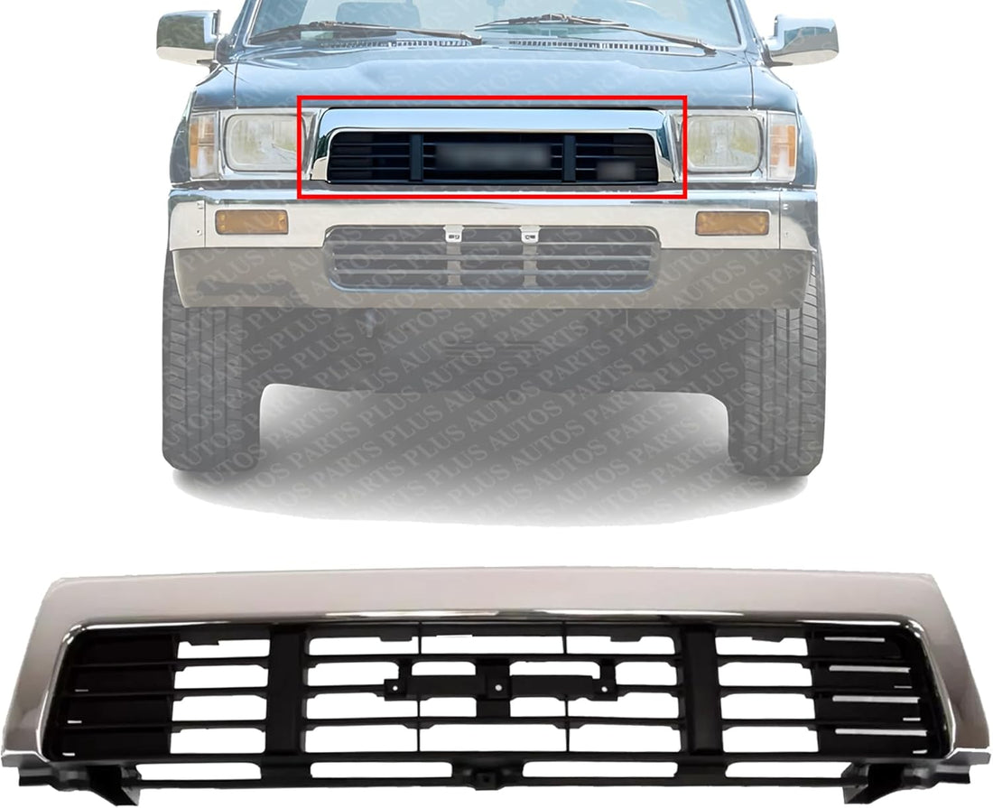 Front Grille Center Chrome Shell With Primed Insert Direct Replacement Compatible With 1989-1991 Toyota Pickup TO1200139 5311189138