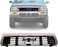 Front Grille Center Chrome Shell With Primed Insert Direct Replacement Compatible With 1989-1991 Toyota Pickup TO1200139 5311189138