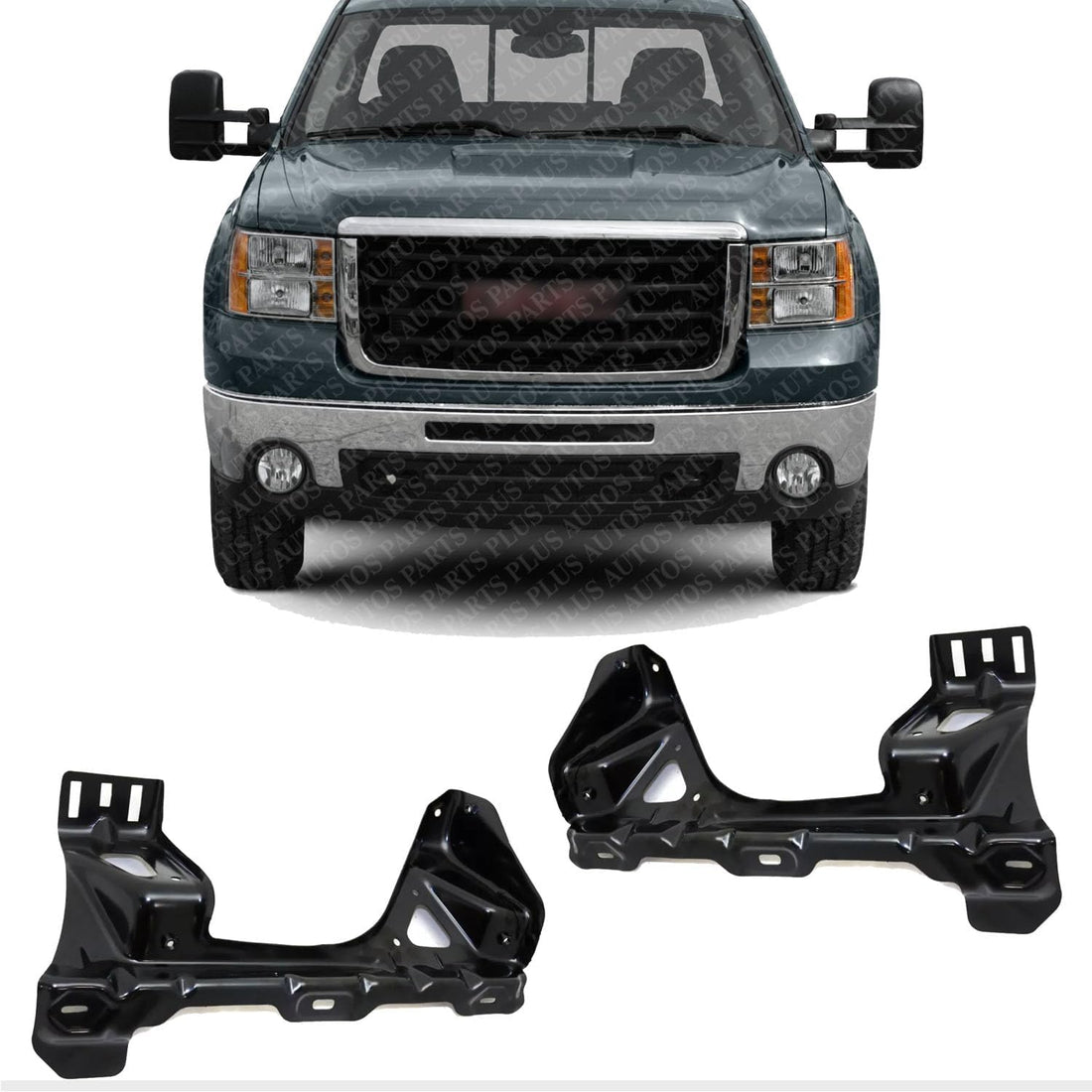 AUTOS PARTS PLUS Front Radiator Support Bracket Steel Right & Left Side Direct Replacement Compatible With GMC Sierra 1500 2007-2013 / Chevrolet Silverado 2500 HD 3500 HD 2007-2010 GM1225319 GM1225320