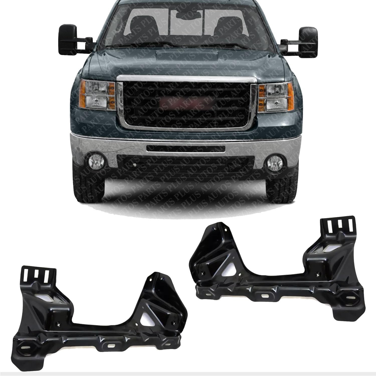 AUTOS PARTS PLUS Front Radiator Support Bracket Steel Right & Left Side Direct Replacement Compatible With GMC Sierra 1500 2007-2013 / Chevrolet Silverado 2500 HD 3500 HD 2007-2010 GM1225319 GM1225320