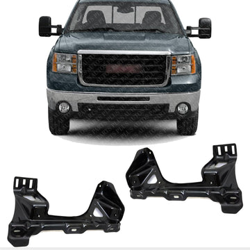 AUTOS PARTS PLUS Front Radiator Support Bracket Steel Right & Left Side Direct Replacement Compatible With GMC Sierra 1500 2007-2013 / Chevrolet Silverado 2500 HD 3500 HD 2007-2010 GM1225319 GM1225320