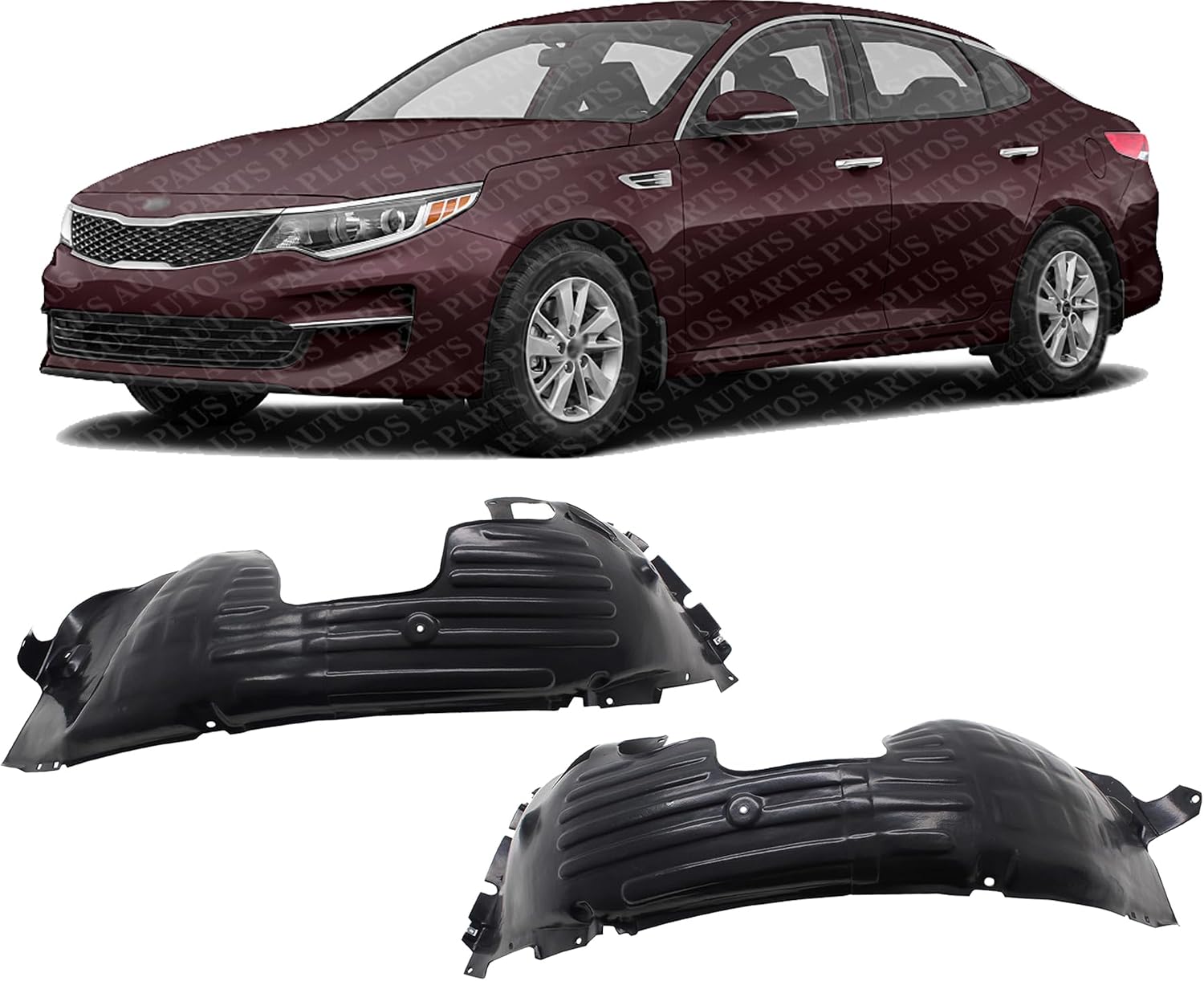 Set Of 2 Front Fender Liner Right Passenger & Left Driver Side Direct Replacement Compatible With 2016-2018 Kia Optima KI1249151 KI1248151 86811D4000 86812D4000