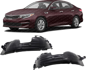 Set Of 2 Front Fender Liner Right Passenger & Left Driver Side Direct Replacement Compatible With 2016-2018 Kia Optima KI1249151 KI1248151 86811D4000 86812D4000