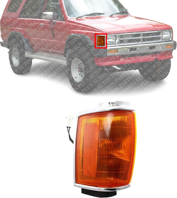 Front Corner Light Assembly With Chrome Trim Right Passenger Side Direct Replacement Compatible With 1987-1988 Toyota Pickup / 1987-1989 4Runner TO2521121 8161089168