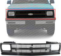 Front Grille Primed Shell And Insert Plastic Direct Replacement Compatible With 1991-1994 Chevrolet S10 Blazer / 1991-1993 S10-Pickup GM1200222 15678982